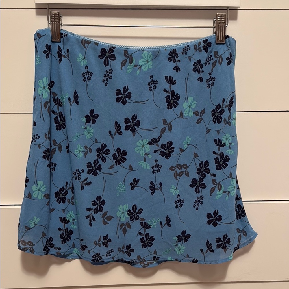 Wild Fable Blue Floral Double Lined Mini Skirt